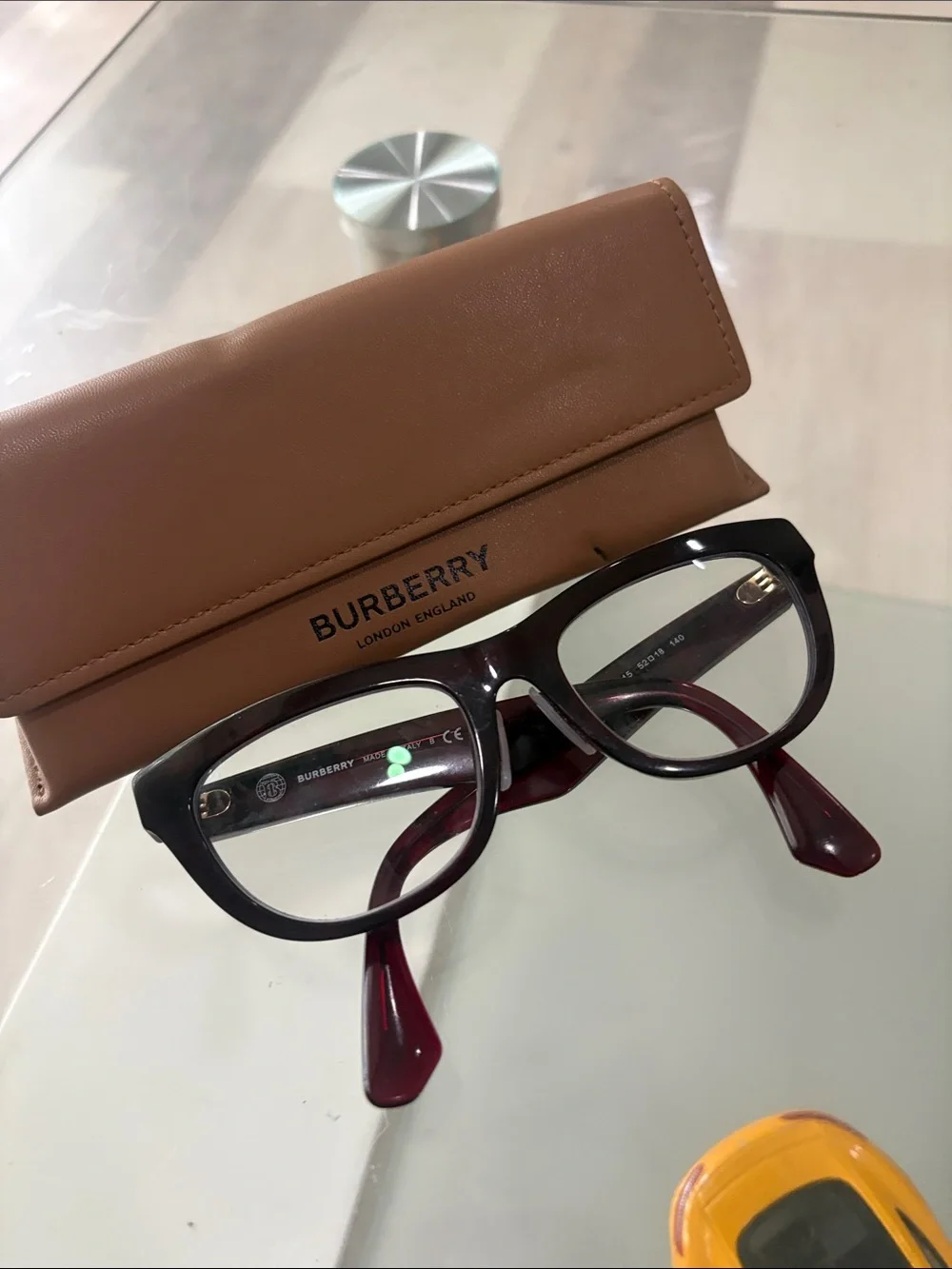 BURBERRY Reading Glasses Check Red & Gold Frames